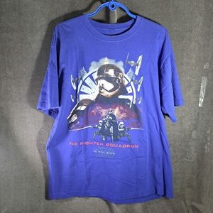Star Wars The Force Awakens Tie Fighter Squadron Blue Graphic Tee VG- L